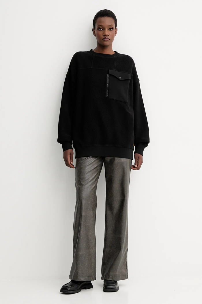Бавовняна кофта G-Star 0 Oversized pkt D27733.E312 чорний AW25