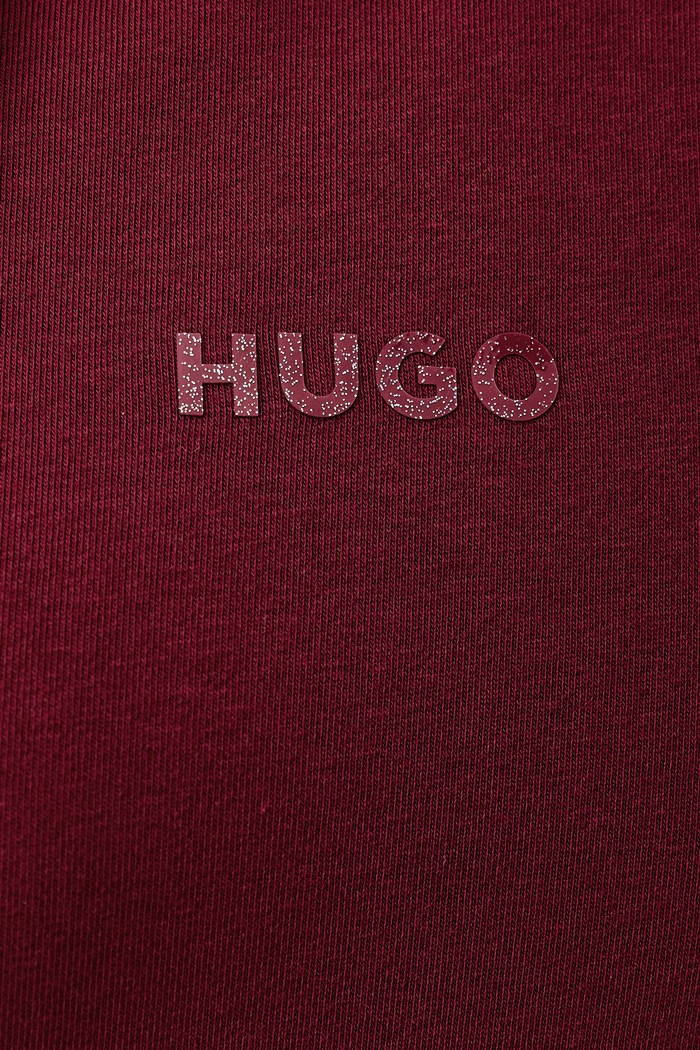 Bluza rozpinana z kapturem damska z bawełną HUGO ID_JACKET HUGO bordowy 50556350