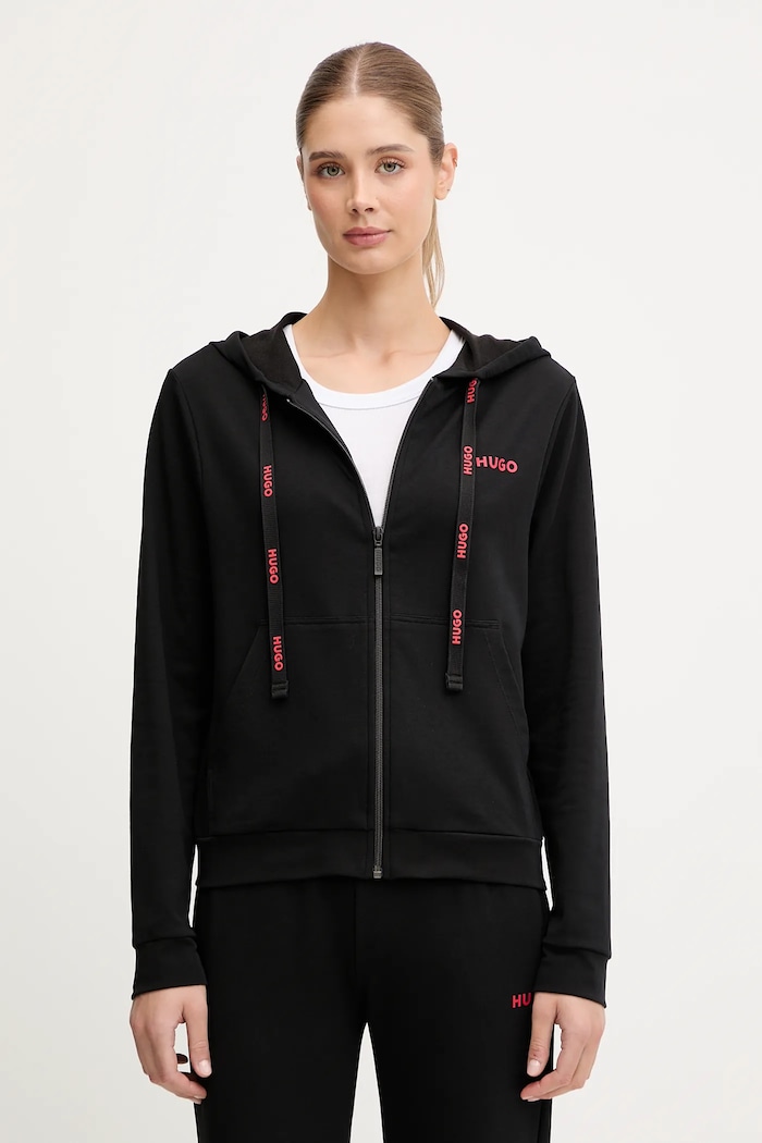 Mikina s kapucňou HUGO HUGO ID_JACKET s elastanom čierna 50556350