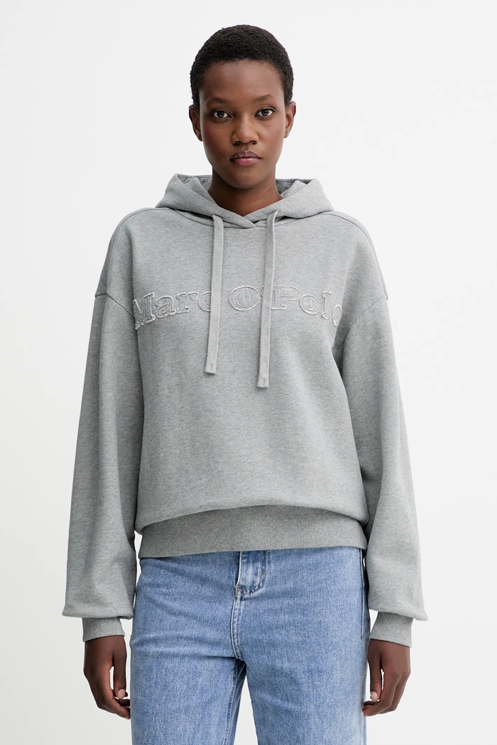 Marc O'Polo bluza bawełniana z kapturem szary 508403054089