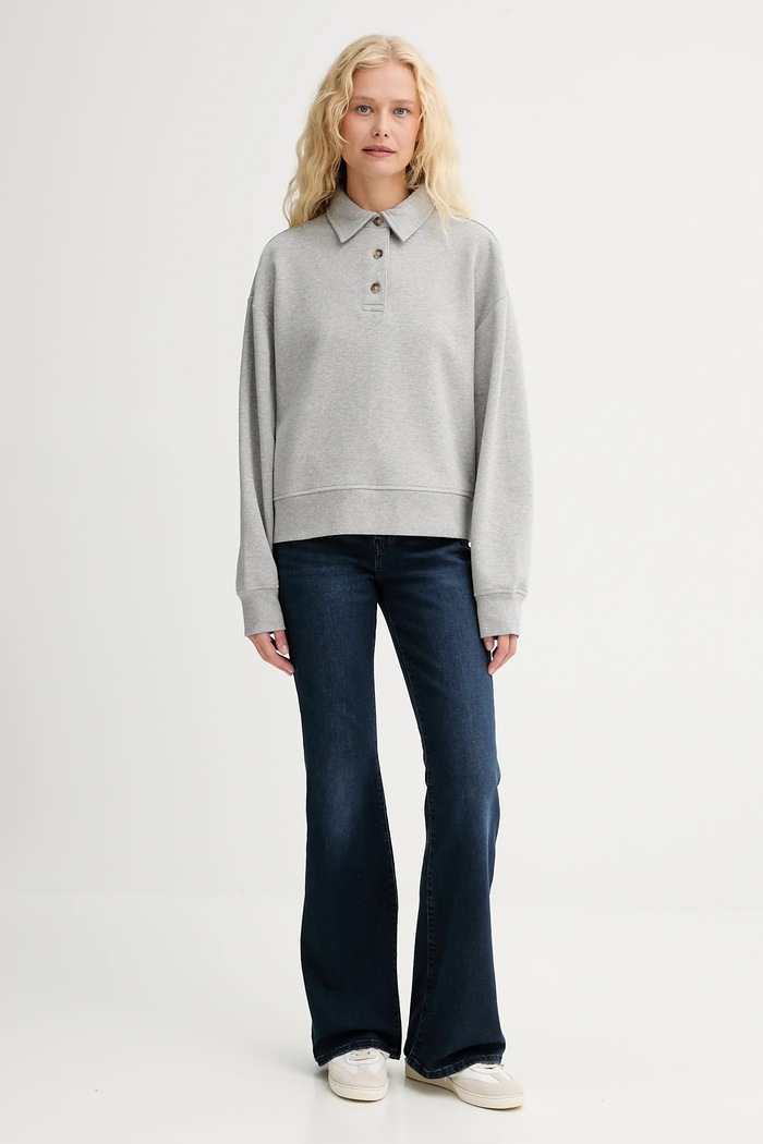 Marc O'Polo bluza bawełniana 5000007097 szary AW25