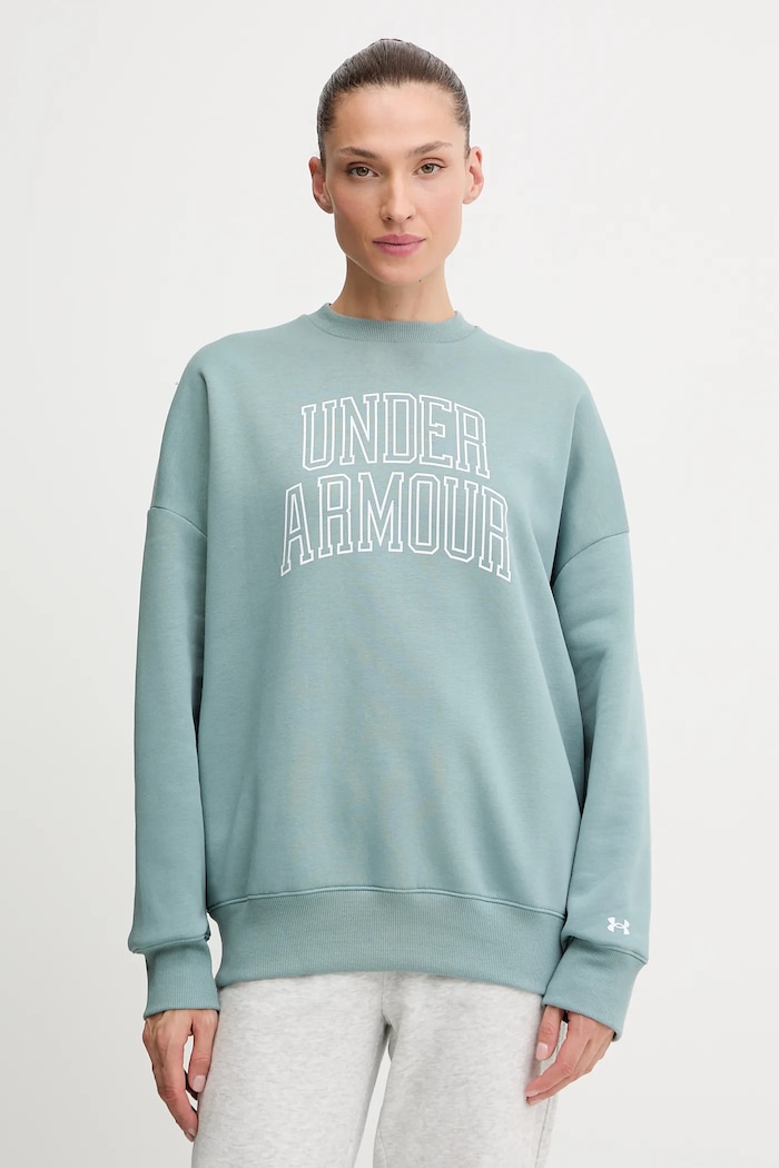 Under Armour mikina dámská s bavlnou Rival bez kapuce zelená 6007880