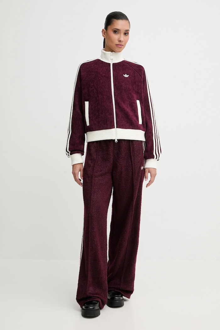 adidas Originals bluza welurowa Velour KS0400 bordowy AW25