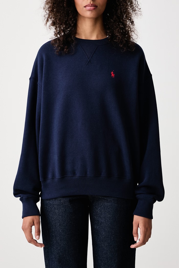 Pulover ženski z bombažem Polo Ralph Lauren mornarsko modra 211978306