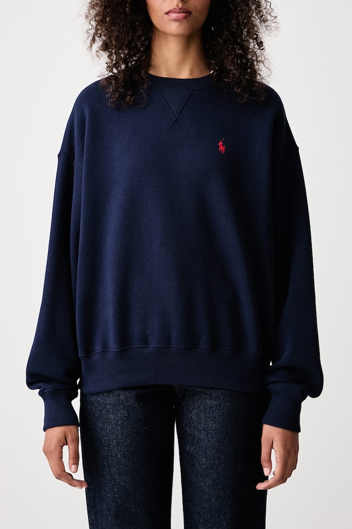 Pulover ženski z bombažem Polo Ralph Lauren mornarsko modra 211978306