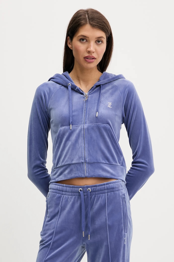 Juicy Couture bluza welurowa z elastanem fioletowy JCWAS225306