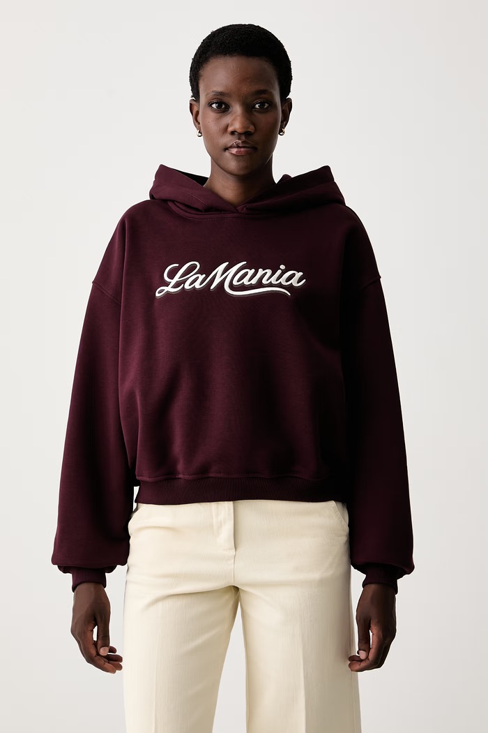 La Mania Bluza z kapturem damska z bawełną LUMA bordowy LUMA