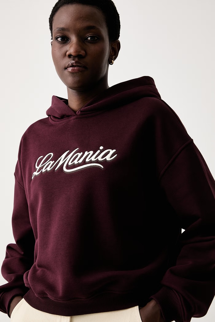 Bluza z kapturem damska z bawełną LUMA La Mania LUMA bordowy
