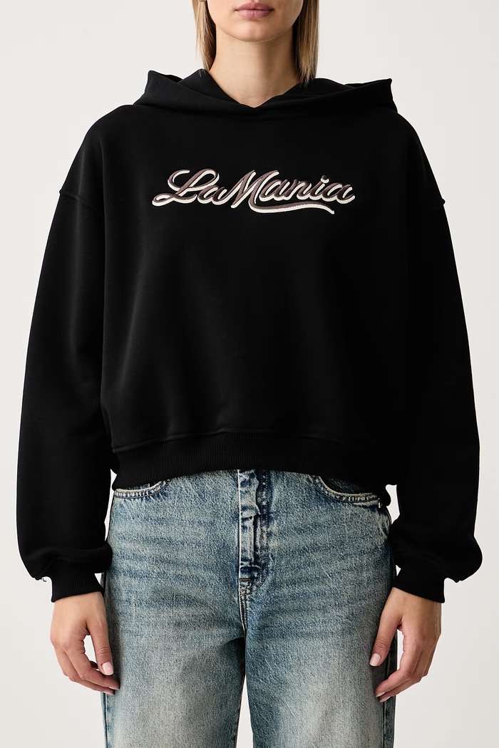 Bluza z kapturem damska z bawełną LUMA La Mania LUMA czarny