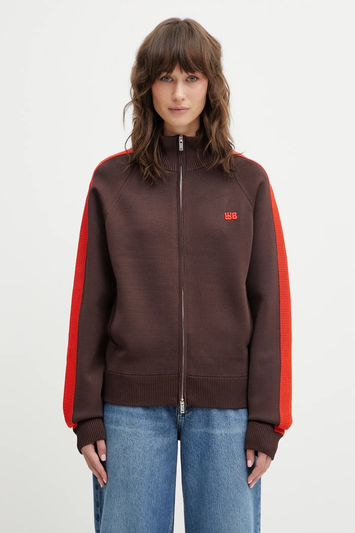 Wales Bonner cardigan Tide Track Top fine-knit brown UA25KN01.VI05.801