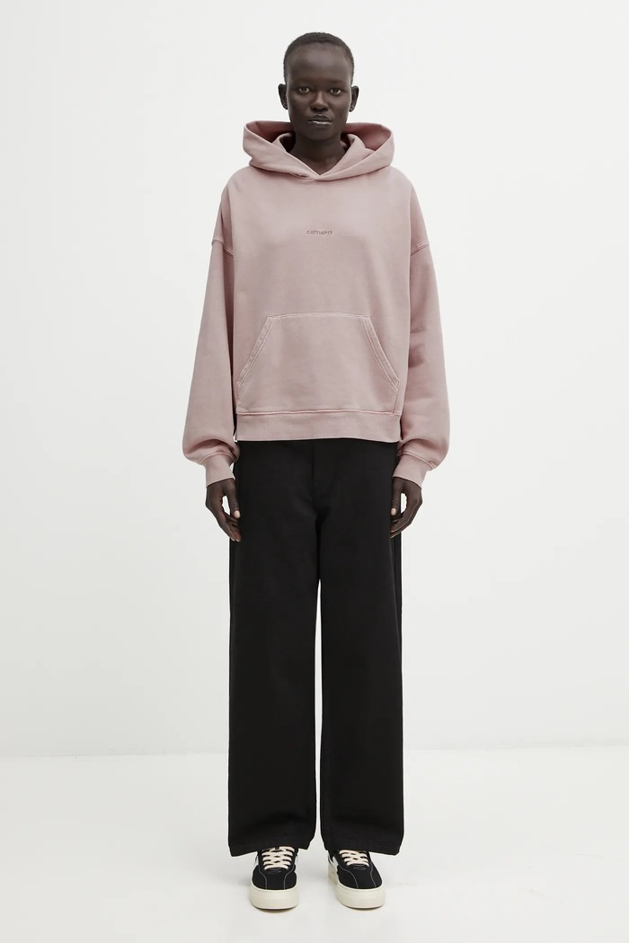 Βαμβακερή μπλούζα Carhartt WIP W' Hooded Benton Sweat I034512.1NJGD ροζ