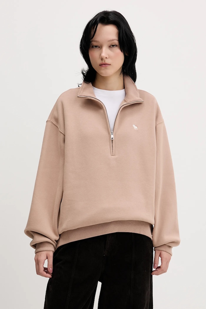 Mikina Abercrombie & Fitch bez kapucne béžová KI152.5418.420
