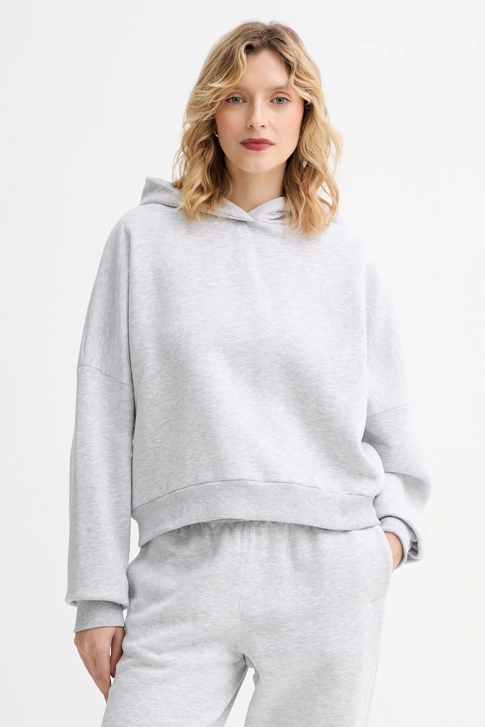 Mikina MUUV. MUUV. x Answear melanž sivá BLUZA.Z.KAPTUREM.RAIZ