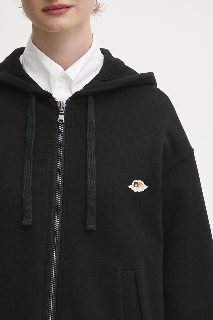 Bavlněná mikina Fiorucci Angel Patch Regular Fit Zip Up černá W02FPSZI397CJ05BK01
