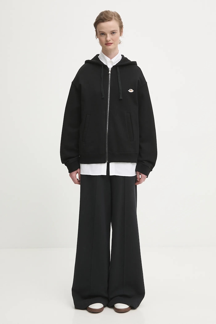Βαμβακερή μπλούζα Fiorucci Angel Patch Regular Fit Zip Up W02FPSZI397CJ05BK01 μαύρο