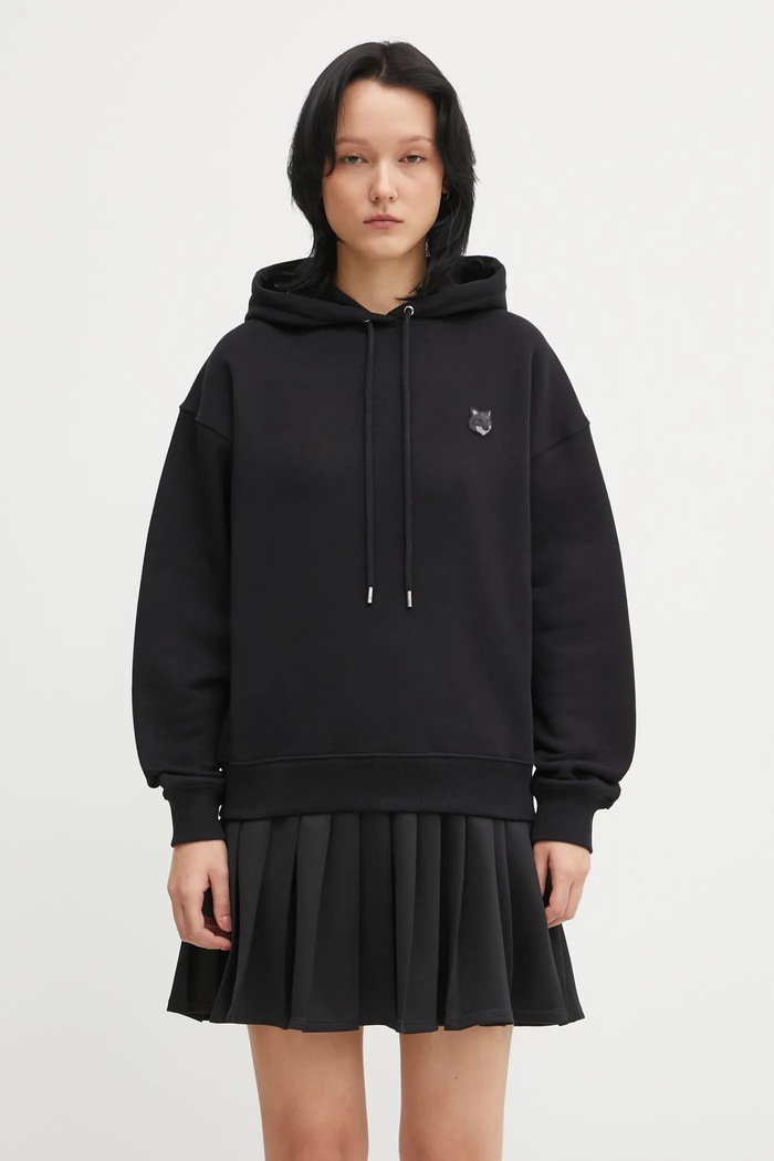 Maison Kitsuné Bluza bawełniana Bold Fox Head Patch czarny MW00704KM0321