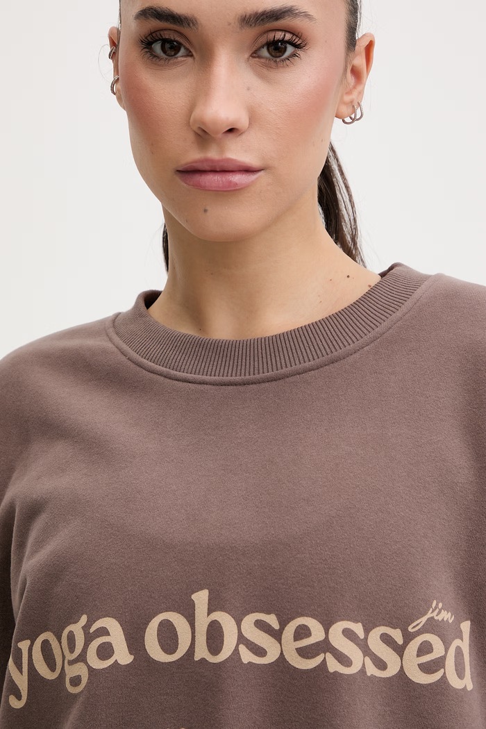 JOYINME уголемен суичър дамски от памук с еластан Kind кафяв Oversize.Kind.Yoga