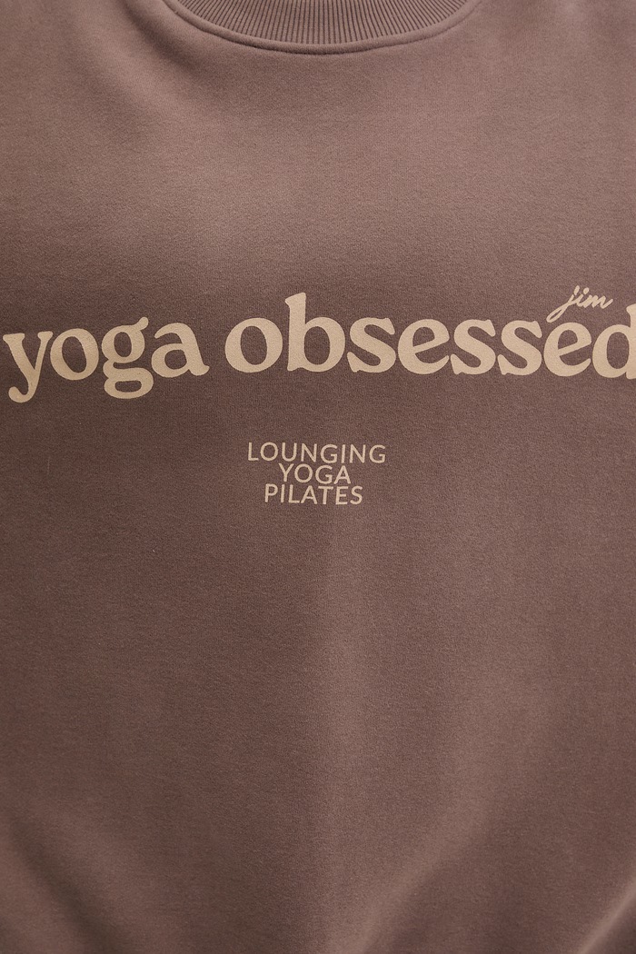JOYINME уголемен суичър дамски от памук с еластан Kind Oversize.Kind.Yoga кафяв