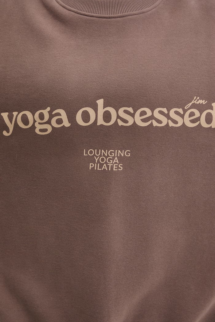 JOYINME уголемен суичър дамски от памук с еластан Kind Oversize.Kind.Yoga кафяв