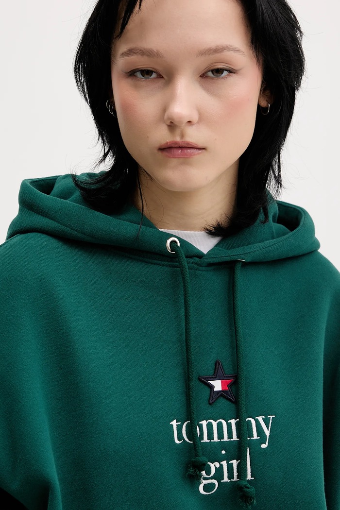 Bavlnená mikina Tommy Jeans zelená DN0DN00099
