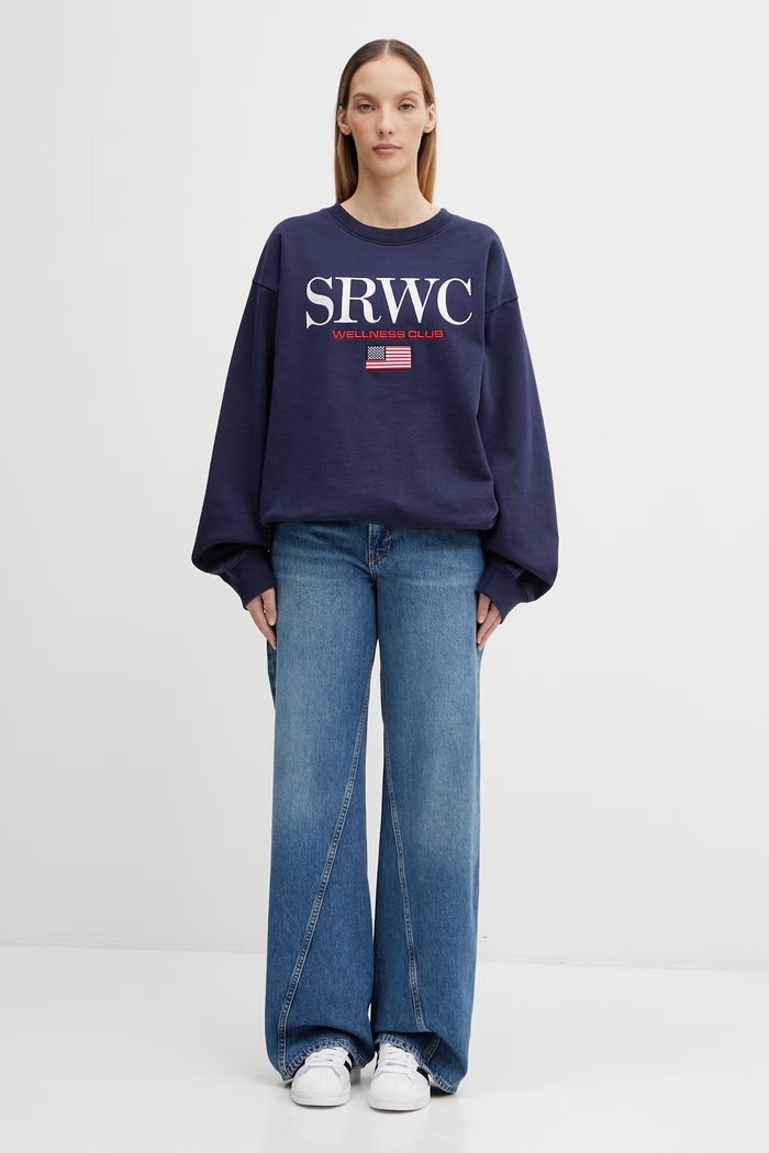 Бавовняна кофта Sporty & Rich Nautical Embroidered ST07163177BL106 темно-синій