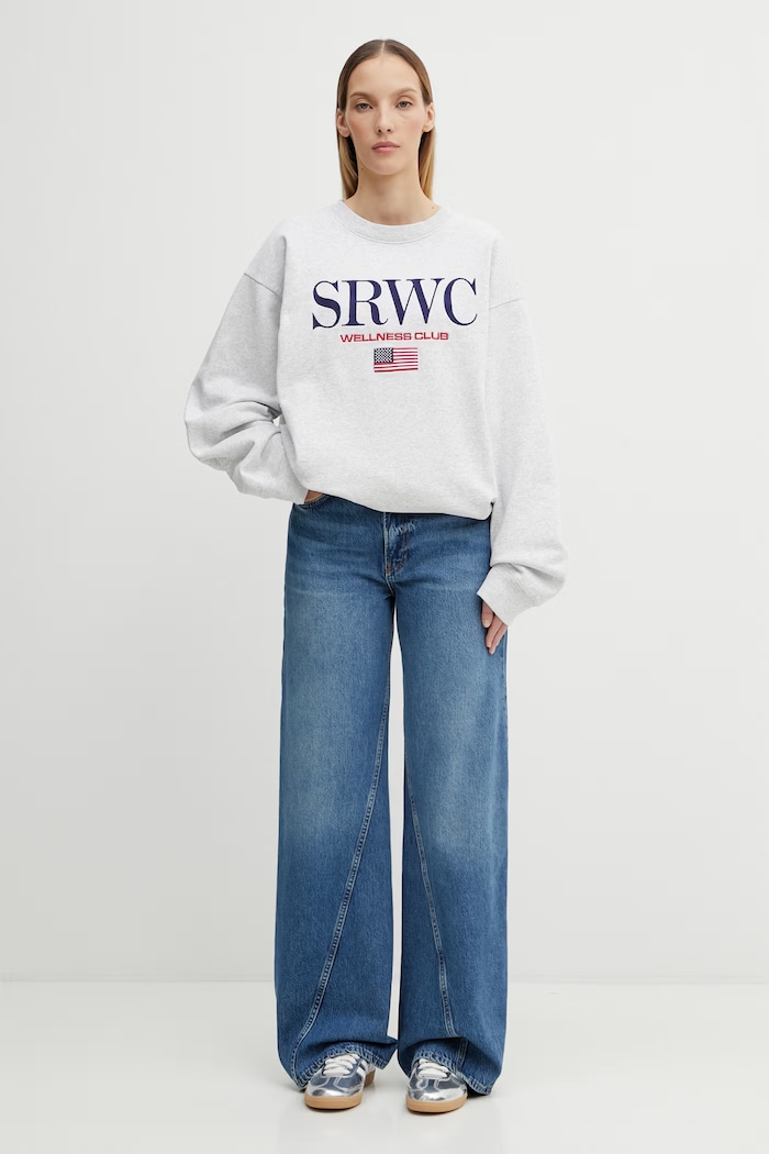 Бавовняна кофта Sporty & Rich Nautical Embroidered ST07163177GY03 сірий