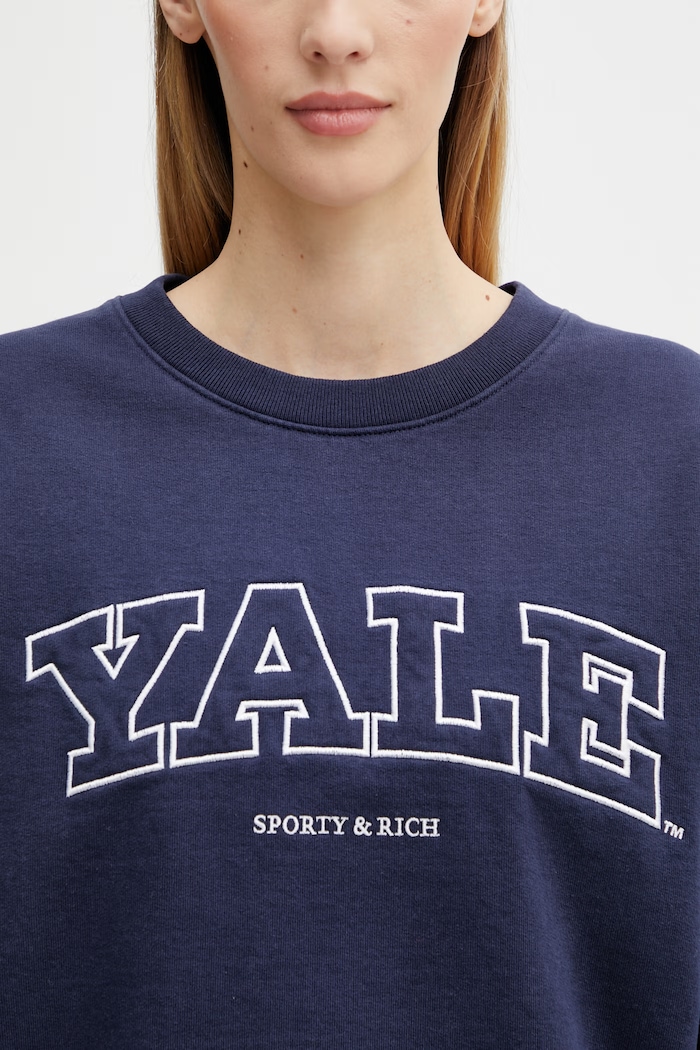 Бавовняна кофта Sporty & Rich Yale Ivy темно-синій ST071611681BL106