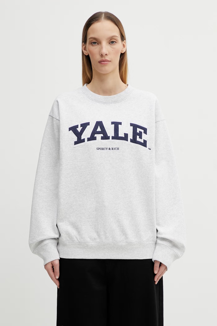 Бавовняна кофта Sporty & Rich Yale Ivy бавовна сірий ST071611681GY03