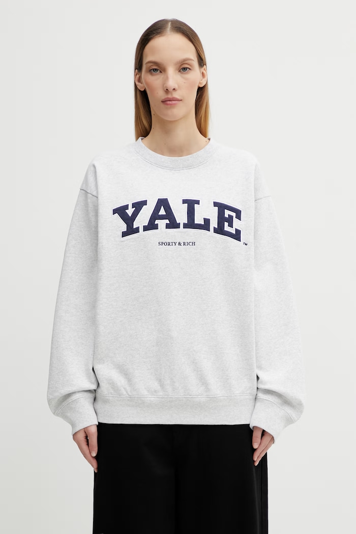 Бавовняна кофта Sporty & Rich Yale Ivy бавовна сірий ST071611681GY03