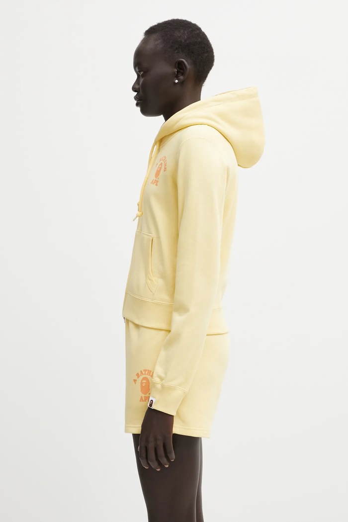 A Bathing Ape cotton sweatshirt College Hoodie 1L30215009 yellow AW25