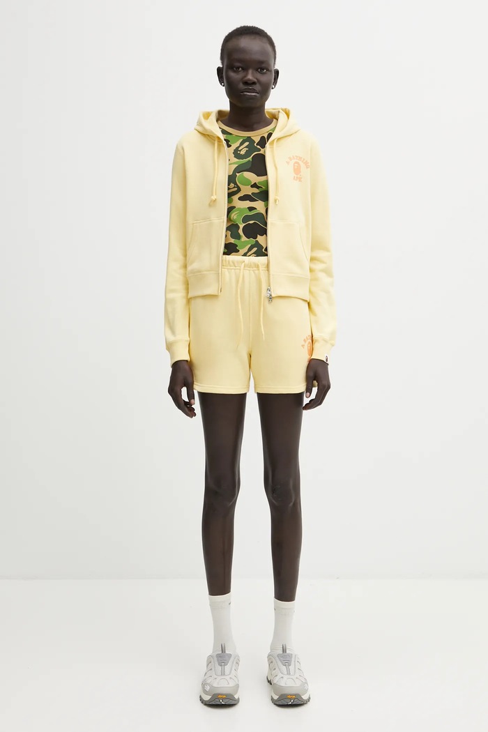 A Bathing Ape cotton sweatshirt College Hoodie 1L30215009 yellow
