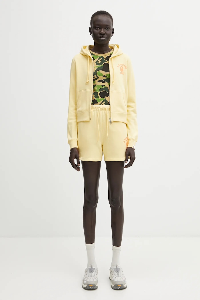 A Bathing Ape cotton sweatshirt College Hoodie 1L30215009 yellow