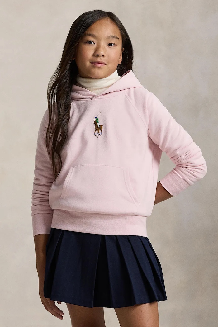 Polo Ralph Lauren bluza bawełniana dziecięca z kapturem różowy 313844838025
