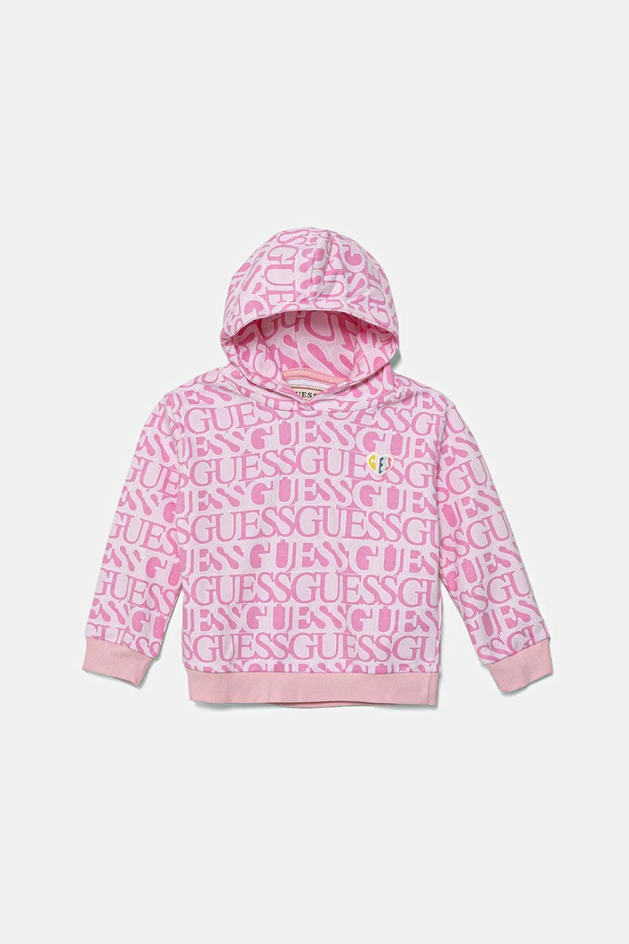 Guess bluza bawełniana dziecięca z kapturem różowy K5YQ03.KAD74.9BYA