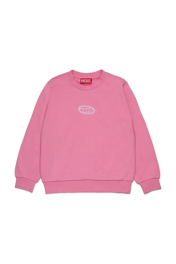 Diesel bluza bawełniana dziecięca SVALSY SWEAT-SHIRT aplikacja różowy J02417