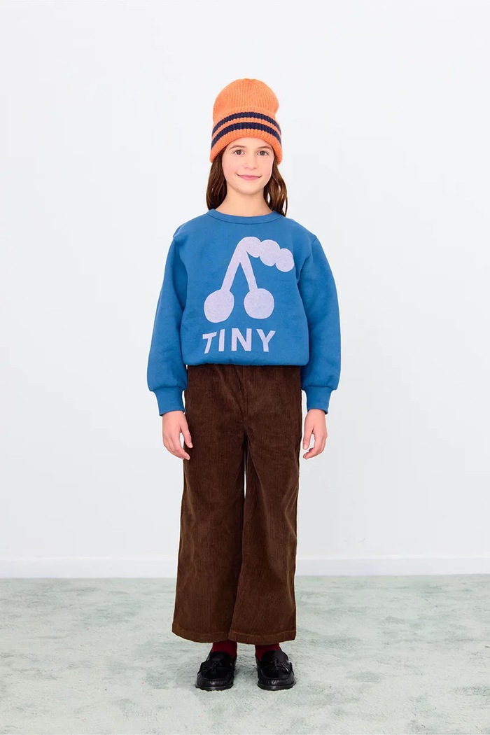 Detská bavlnená mikina Tinycottons CHERRY GRAPHIC SWEATSHIRT modrá AW25.279