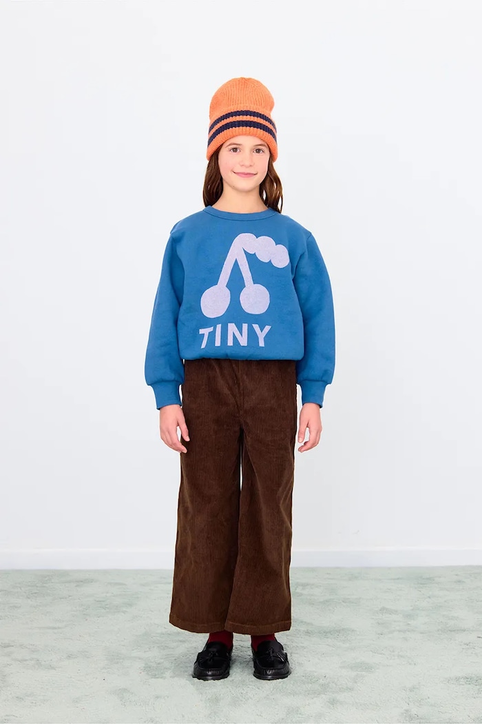 Detská bavlnená mikina Tinycottons CHERRY GRAPHIC SWEATSHIRT modrá AW25.279
