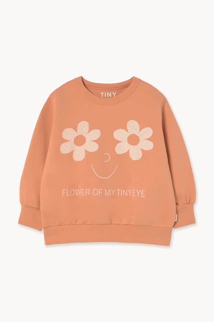 Tinycottons bluza bawełniana dziecięca FLOWERS EYES GRAPHIC SWEATSHIRT nadruk pomarańczowy AW25.285