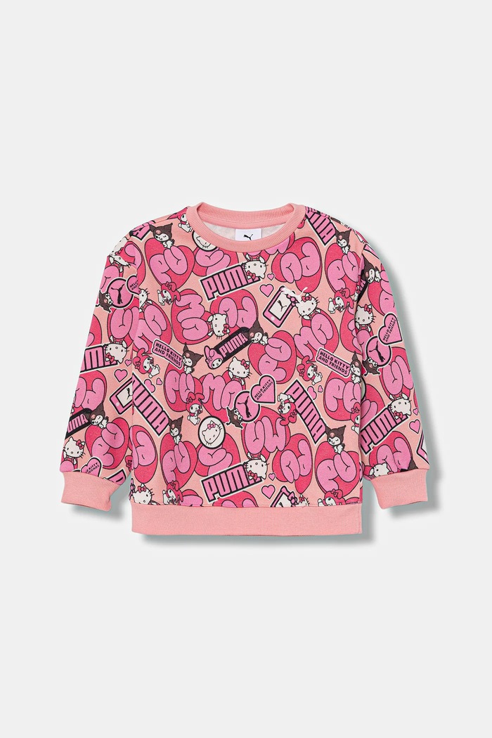 Detská mikina Puma PUMA X HELLO KITTY & FRIENDS Relaxed AOP Crew FL bez kapucne ružová 632392