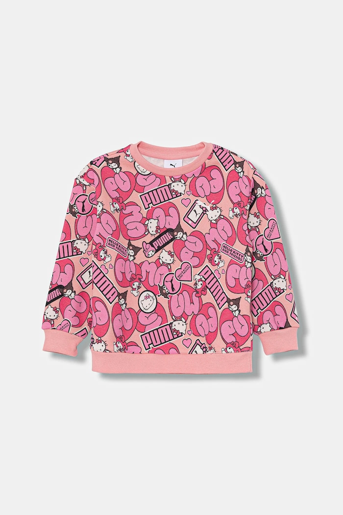 Detská mikina Puma PUMA X HELLO KITTY & FRIENDS Relaxed AOP Crew FL bez kapucne ružová 632392