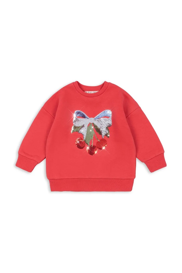 Detská mikina Konges Sløjd LOU SEQUIN SWEAT SHIRT OCS bez kapucne červená KS103862.9BYA