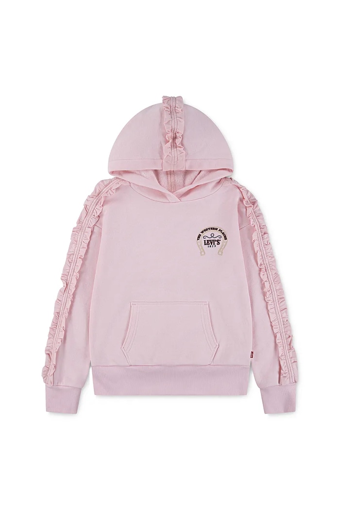 Dětská mikina Levi's PULLOVER HOODIE WITH RUFFL s kapucí růžová 3EN426