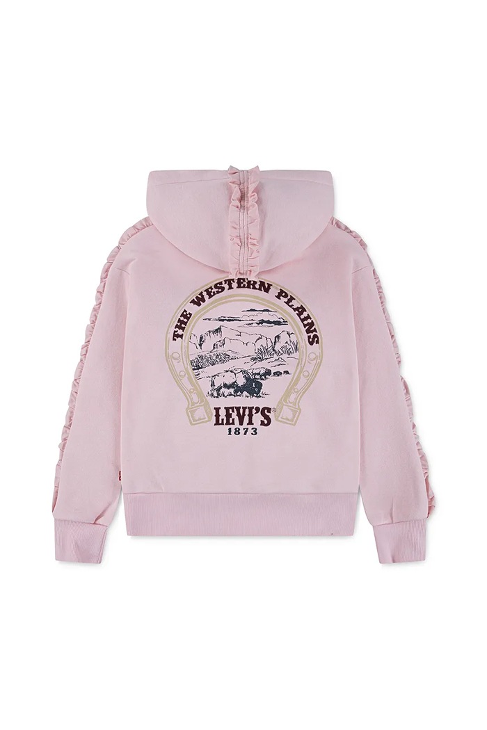Dětská mikina Levi's PULLOVER HOODIE WITH RUFFL 3EN426 růžová AW25