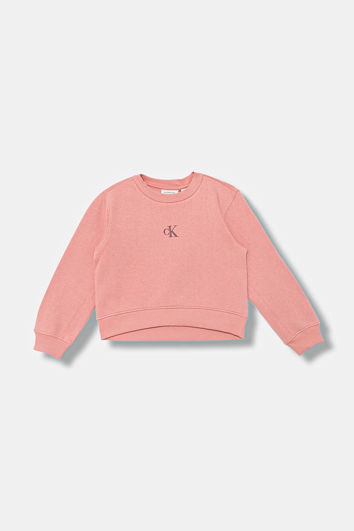 Dětská mikina Calvin Klein Jeans bez kapuce růžová IG0IG02639.9BYA
