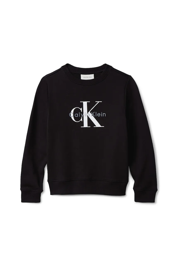 Детски памучен суичър Calvin Klein Jeans IU0IU00714.9BYA черен AW25