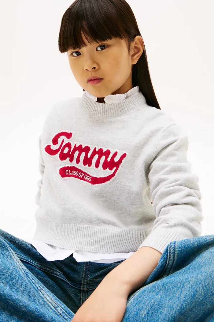 DÍVKA Dětská mikina Tommy Hilfiger KG0KG08842.9BYA šedá