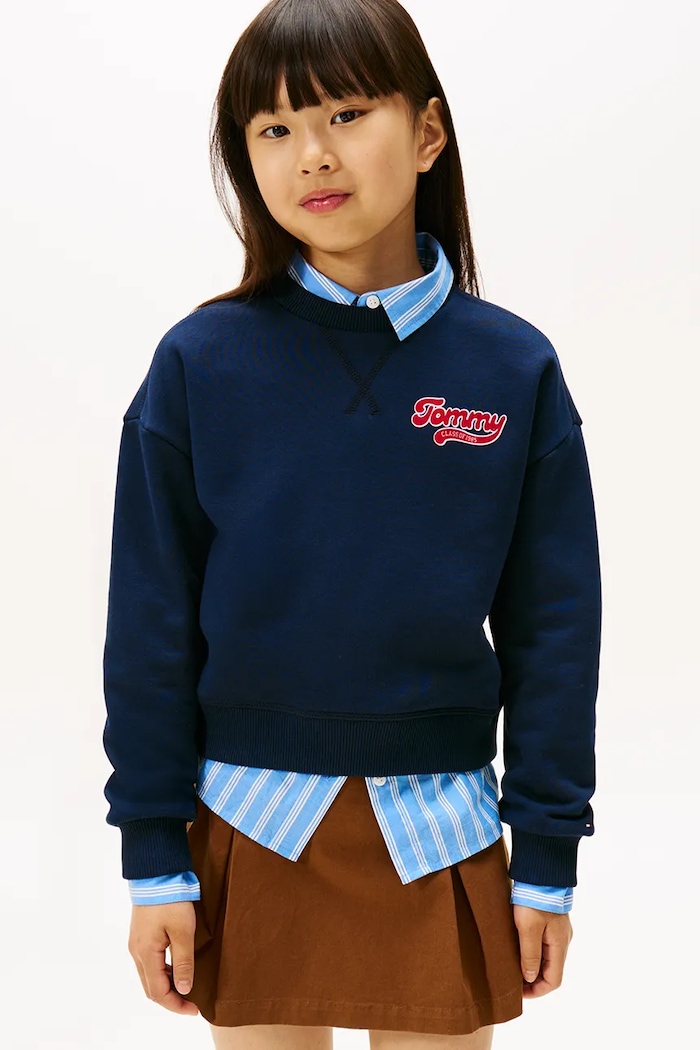 Детски суичър Tommy Hilfiger без качулка тъмносин KG0KG08779.128.176.9BYA
