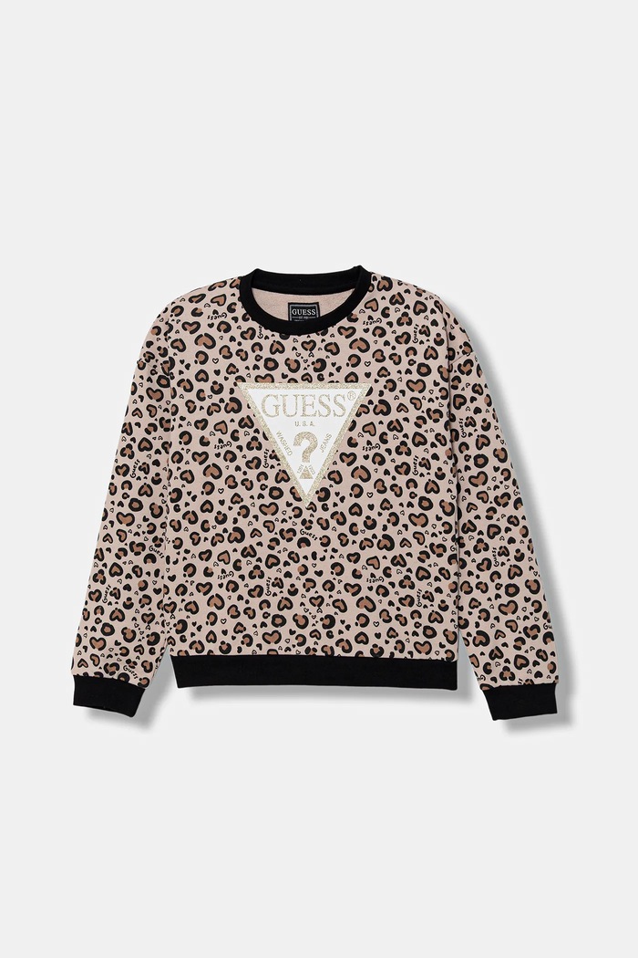 Guess bluza bawełniana dziecięca nadruk beżowy K5BQ03.KAD74.9BYA