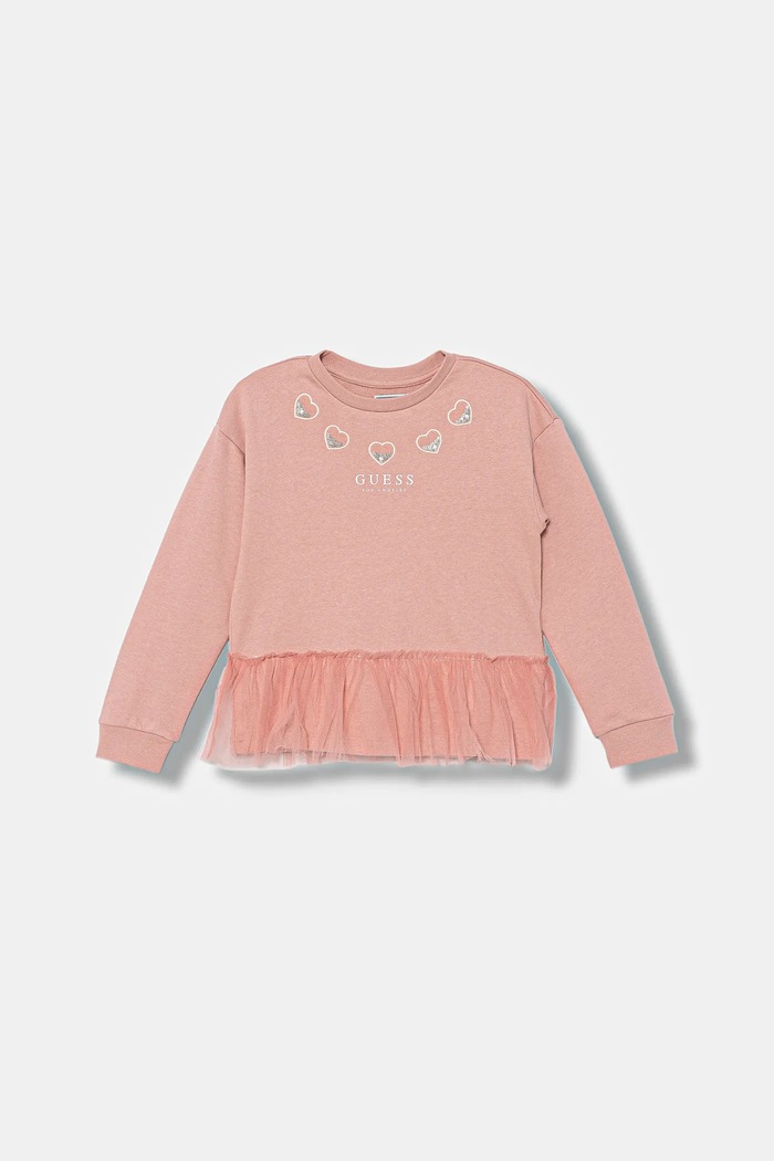 Guess hanorac de bumbac pentru copii imprimeu roz K5BQ07.KAD74.9BYA