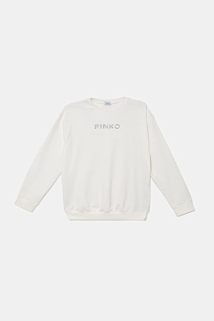 Pinko hanorac de bumbac pentru copii uni alb KFFE011.C.FE014